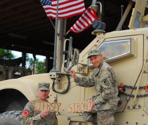 Lt. Col. Jesse Arnstein, right, and Tech. Sgt. Chris Donohue at Camp Phoenix in Kabul, Afghanistan. Both Airmen are deployed from the New Jersey Air National Guard's 177th Fighter Wing. (Courtesy photo)