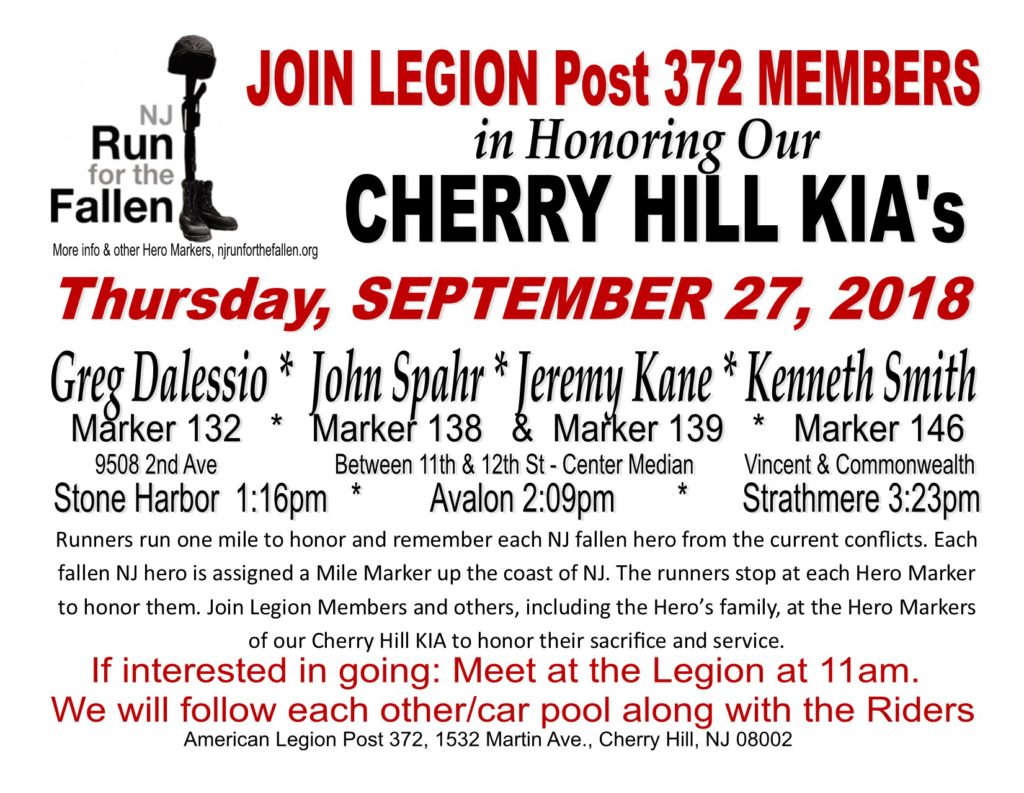NJ Run for the Fallen American Legion Cherry Hill NJ Post 372