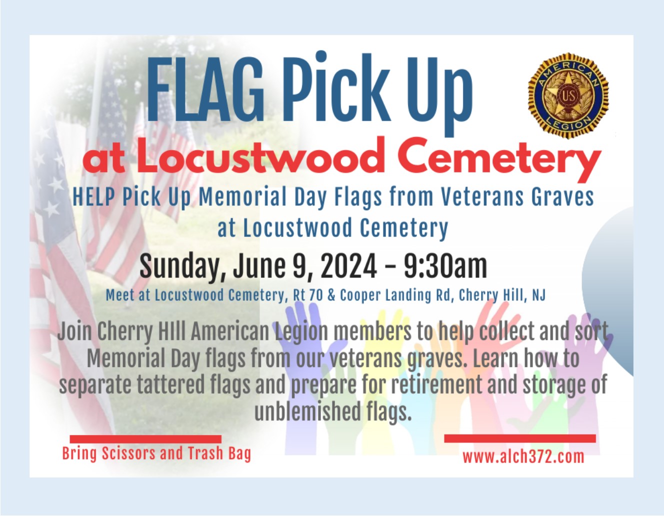 Flag Pick Up from veterans graves at Locustwood