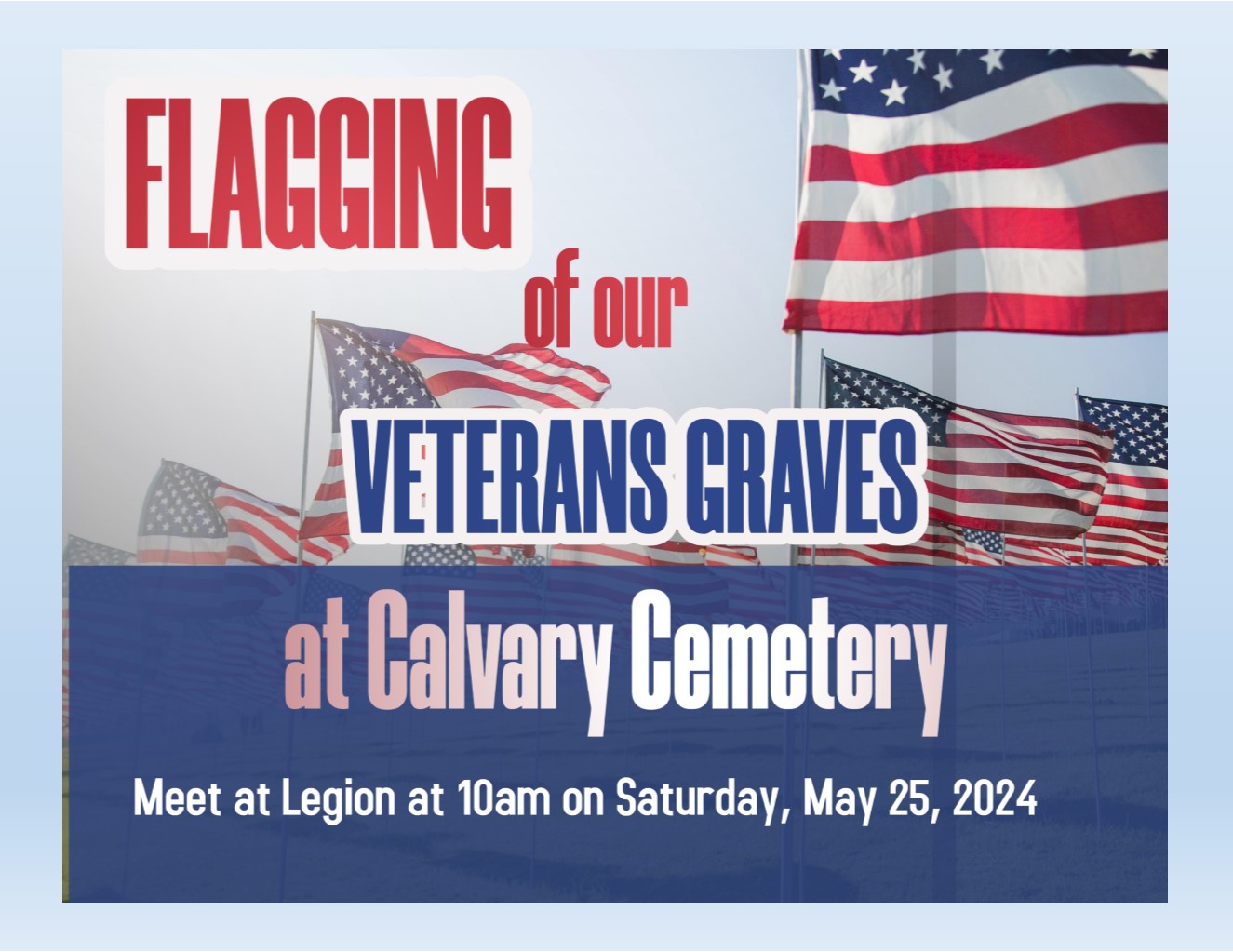 Flagging of graves at Calvary Cemetery