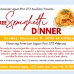 Free Spaghetti Dinner for Post 372 Veterans/Members