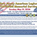 91st Annual NJ American Legion Statewide MEMORIAL Service, Parade and Social
