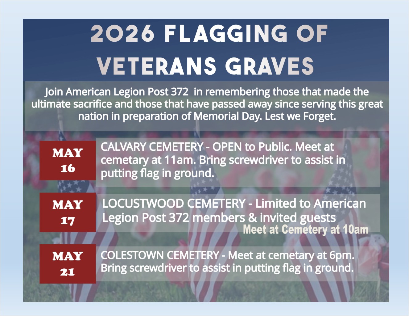 Flagging of Calvary Cemetery