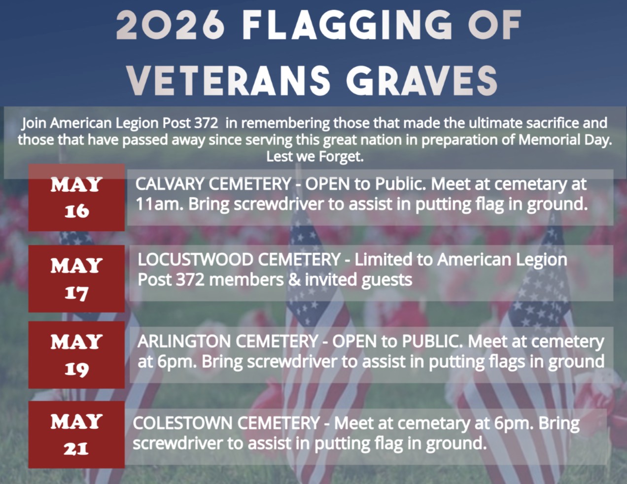 Flagging of Veterans Graves at Arlington Cemetery